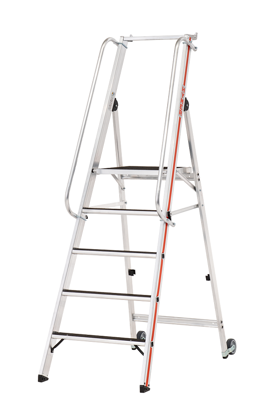 Échelle à plate-forme R13 avec roulettes et longue main-courante